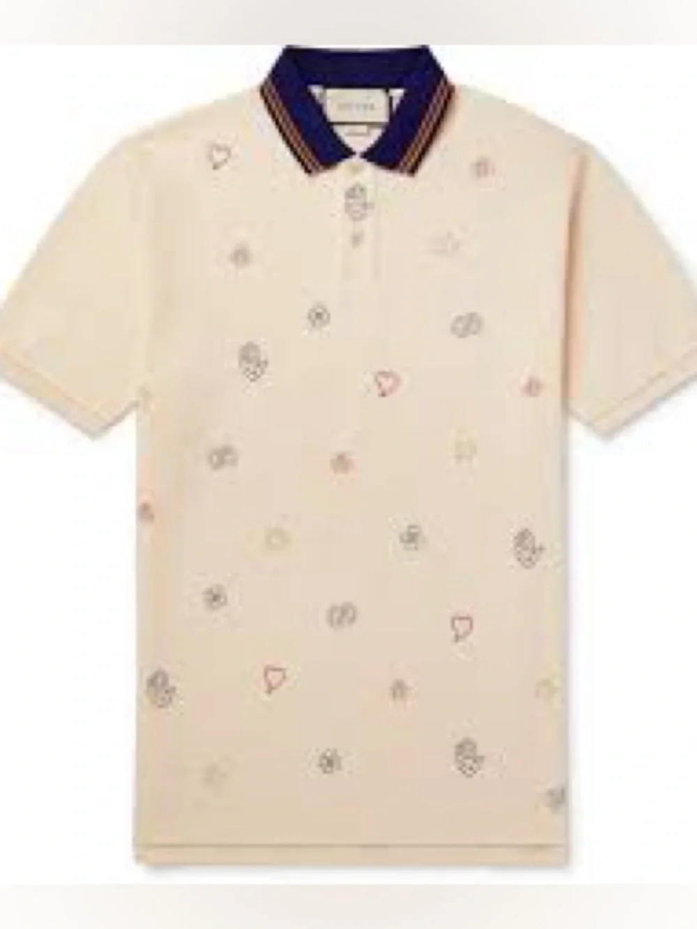 Gucci Symbols Embroidered Cotton Polo Shirt size Small